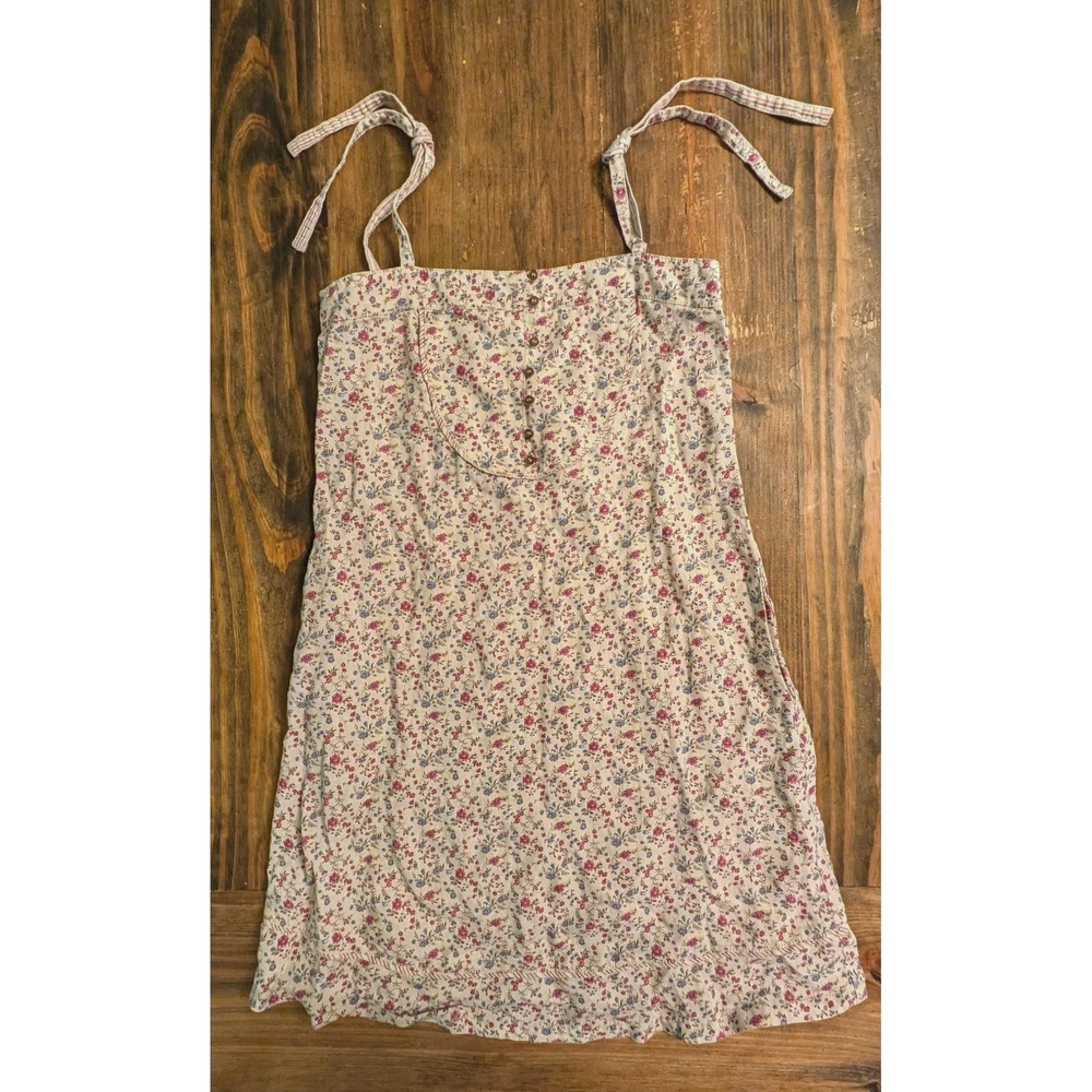 Vintage Mango Casual 100% Linen Ditsy Floral Tie Strap Mini Sundress Cottagecore